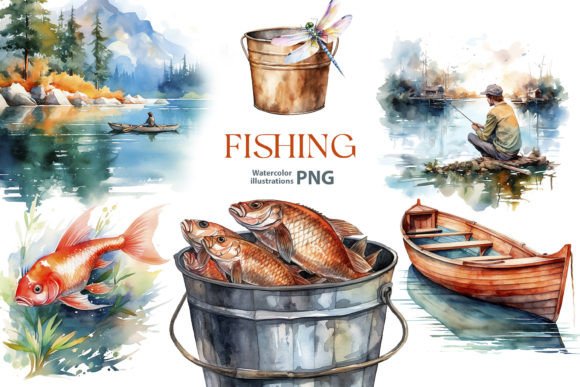 Download Fishing - Watercolor Clipart Set. - Premium Resources
