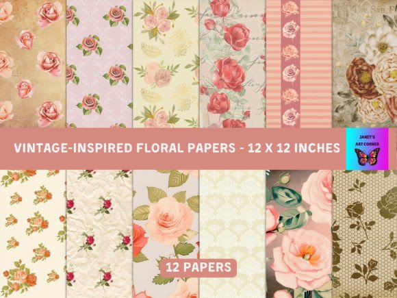 Download Vintage-Inspired Floral Digital Papers - Paper Collection
