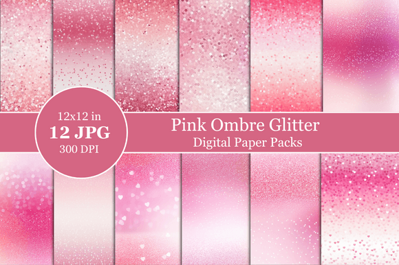 Download Pimk Ombre Glitter Digital Paper - Paper Collection