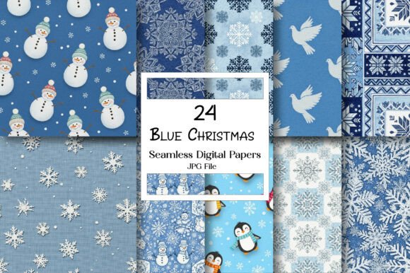 Download Blue Christmas Digital Paper Pack - Paper Collection