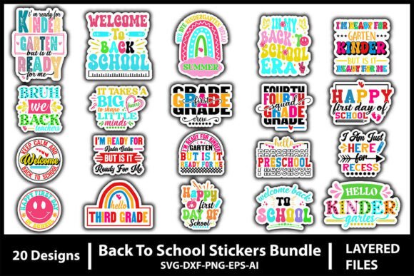 Download Back to School Stickers Bundle Vol-1 - School Collection