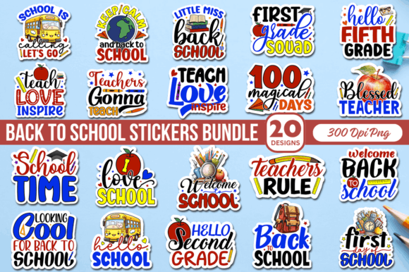 Download Back to School Stickers Bundle - School Collection