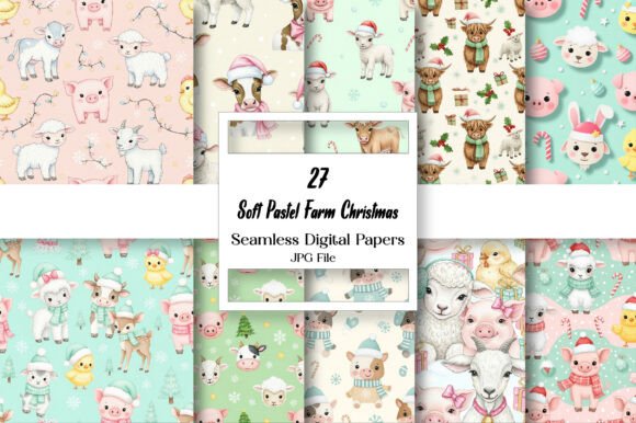 Download Soft Pastel Farm Christmas Paper Pack - Paper Collection