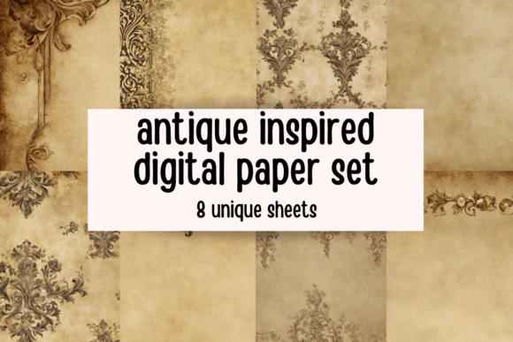 Download Antique Inspired Digital Paper Set - Paper Collection