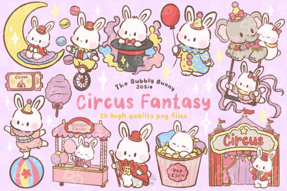 Download Kawaii Circus Fantasy Bunny Clipart - Fantasy Collection