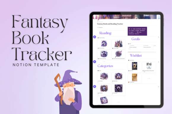 Download Fantasy Book Tracker Notion Template PLR - Fantasy Collection