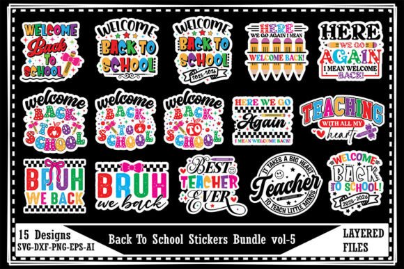 Download Back to School Stickers Bundle Vol-5 - School Collection